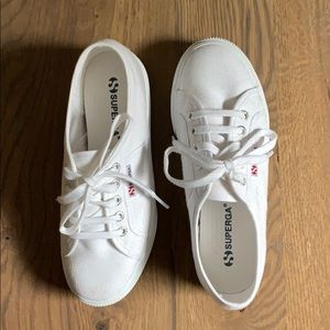 Superga white platform sneakers